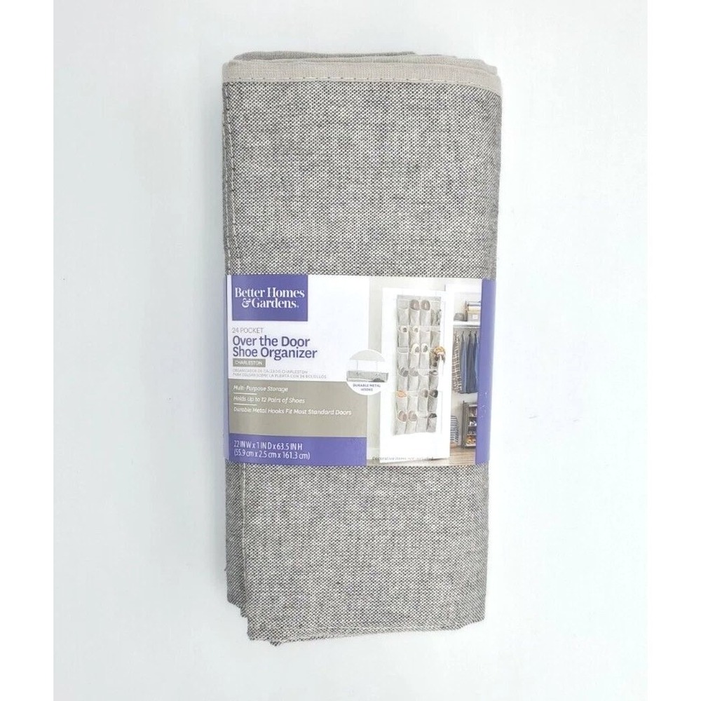 Better Homes & Gardens 24 Pocket Over the Door Shoe Organizer Charleston Gray